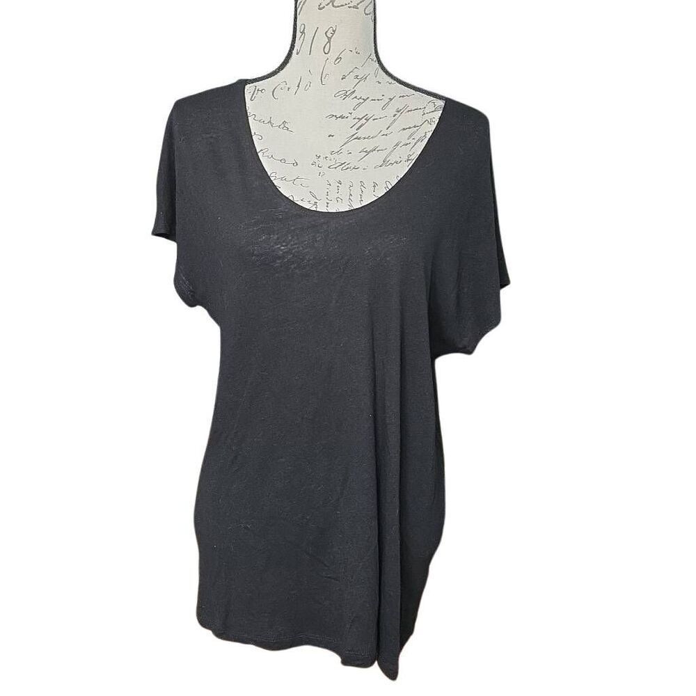 IJeans by Buffalo Women's Size Large Black Crochet Back Short Sleeve Blouse